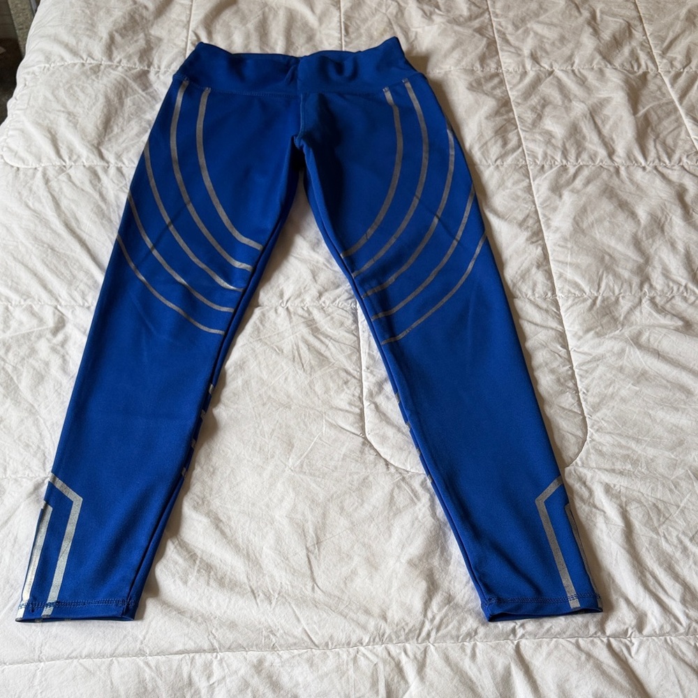 Blue Women's Leggings with Silver Accents